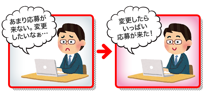 応募状況に合わせて、無料で原稿修正。マッチングアップ!