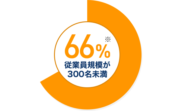 66％ ※従業員規模が300名未満